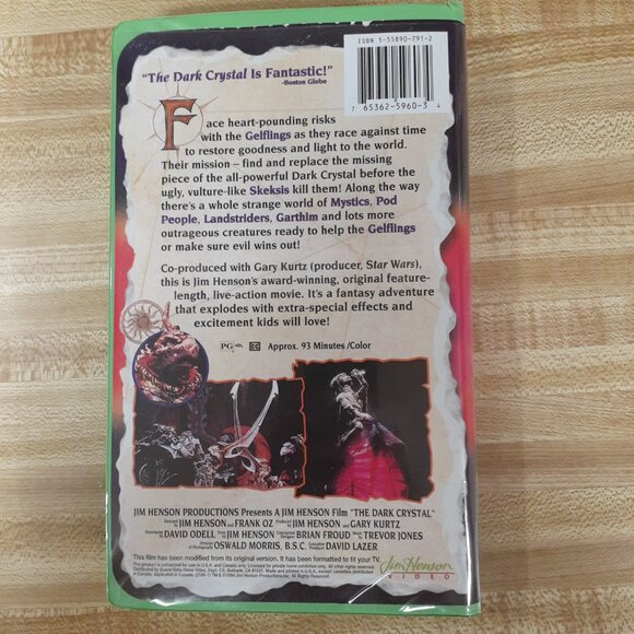 The Dark Crystal 1982 VHS Jim Henson Video Muppets Green Clamshell Fantasy Scifi - Picture 2 of 7